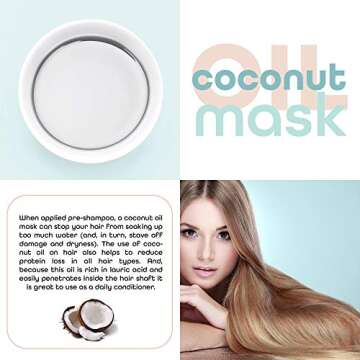 Coconut Oil Hair Mask Conditioner - Deep Conditioning Leave-In Hair Treatment for Dry Damaged Hair Care - 100% Natural Moisturizes Repairs Restores & Nourishes - Sulfate Free 8oz by Premium Nature