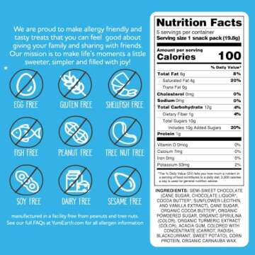 YumEarth Choco Yums, 5- 0.7 Ounce Snack Packs, Allergy Friendly, Gluten Free, Non-GMO, Vegan, No Artificial Flavors or Dyes (Pack of 1)
