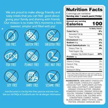 YumEarth Choco Yums, 5- 0.7 Ounce Snack Packs, Allergy Friendly, Gluten Free, Non-GMO, Vegan, No Artificial Flavors or Dyes (Pack of 1)