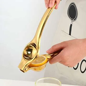 Lemon Squeezer Stainless Steel TUPMFG Manual Citrus Juicer Hand Press Squeezer for Fruits Heavy Duty Solid Metal lemon Press Gold