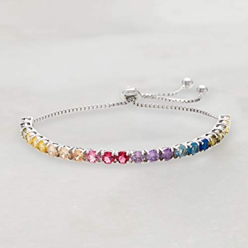 Ross-Simons Multicolored CZ Bolo Bracelet in Silver