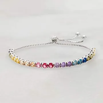 Ross-Simons Multicolored CZ Bolo Bracelet in Silver