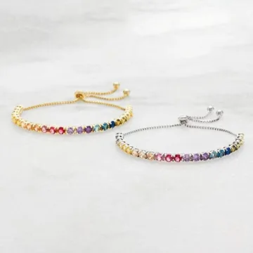 Ross-Simons Multicolored CZ Bolo Bracelet in Silver
