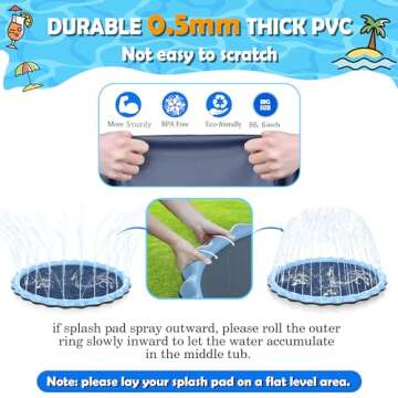 Hyperzoo Splash Pad, 86.6" Outdoor Sprinkler Splash Pad Toys for Dogs and Kids Inflatable Water Play Mat Toys Extra Large 0.5mm Thickness Summer Funny Toys for Dogs and Toddlers Age Blue