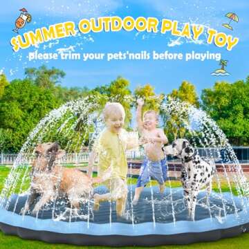 Hyperzoo Splash Pad, 86.6" Outdoor Sprinkler Splash Pad Toys for Dogs and Kids Inflatable Water Play Mat Toys Extra Large 0.5mm Thickness Summer Funny Toys for Dogs and Toddlers Age Blue