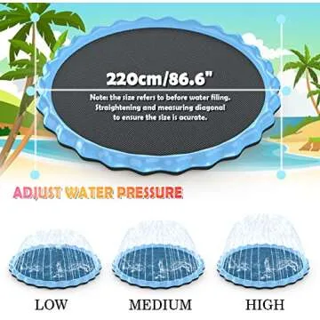 Hyperzoo Splash Pad, 86.6" Outdoor Sprinkler Splash Pad Toys for Dogs and Kids Inflatable Water Play Mat Toys Extra Large 0.5mm Thickness Summer Funny Toys for Dogs and Toddlers Age Blue