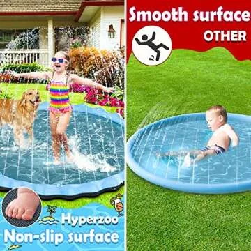 Hyperzoo Splash Pad, 86.6" Outdoor Sprinkler Splash Pad Toys for Dogs and Kids Inflatable Water Play Mat Toys Extra Large 0.5mm Thickness Summer Funny Toys for Dogs and Toddlers Age Blue