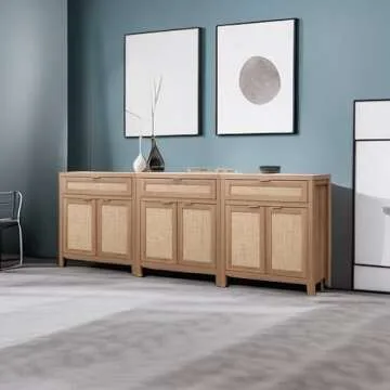 Sicotas Rattan Sideboard Buffet Cabinet Set - Stylish Storage Solution