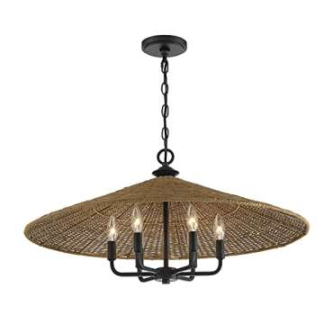 Savoy House Eman Farmhouse Rattan Pendant Light, 6-Light