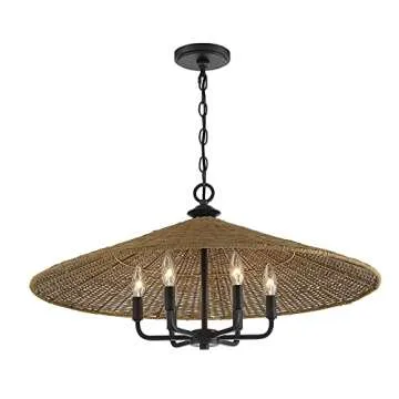 Savoy House Eman Farmhouse Rattan Pendant Light, 6-Light