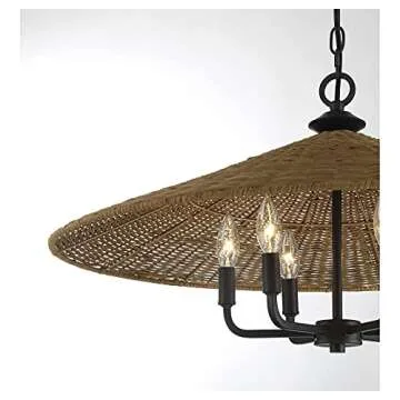 Savoy House Eman Farmhouse Rattan Pendant Light, 6-Light