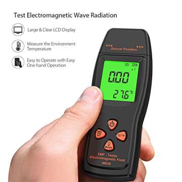 LIZIWEI Mini Digital LCD EMF Meter, Handheld Electromagnetic Field Radiation Detector, Dosimeter Counter Tester