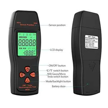 LIZIWEI Mini Digital LCD EMF Meter, Handheld Electromagnetic Field Radiation Detector, Dosimeter Counter Tester