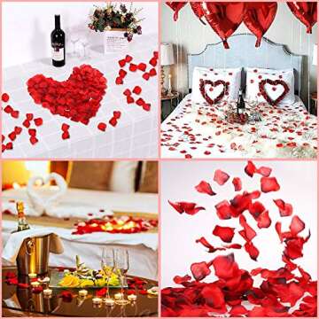 Golray 40 Pack I Love You Balloons and Heart Balloons Kit with 1000 Pcs Dark-Red Silk Rose Petals Wedding Flower Decoration Love-Bear Red Heart Balloons for Valentine Day Party Decorations