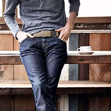 FAIRWIN Golf Belts for Men Woven Stretch 1.3" Elastic Braided Cloth Belts for Jeans Casual Fabric St...