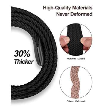 FAIRWIN Golf Belts for Men Woven Stretch 1.3" Elastic Braided Cloth Belts for Jeans Casual Fabric Stretchy Belts Mens