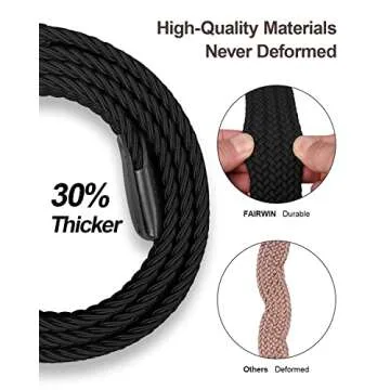 FAIRWIN Golf Belts for Men Woven Stretch 1.3" Elastic Braided Cloth Belts for Jeans Casual Fabric Stretchy Belts Mens