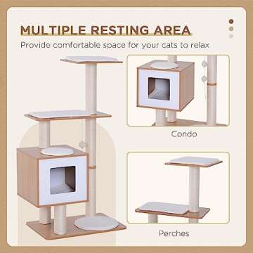 PawHut Modern Multi-Level Cat Tree - Stylish & Safe