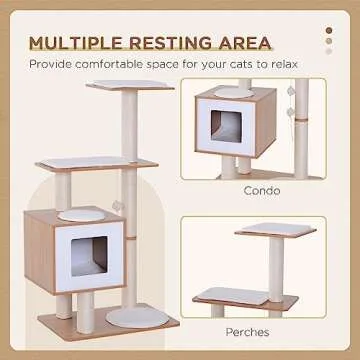 PawHut Modern Multi-Level Cat Tree - Stylish & Safe