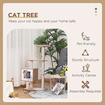 PawHut Modern Multi-Level Cat Tree - Stylish & Safe