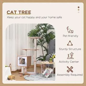 PawHut Modern Multi-Level Cat Tree - Stylish & Safe
