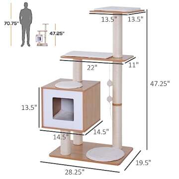 PawHut Modern Multi-Level Cat Tree - Stylish & Safe