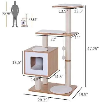 PawHut Modern Multi-Level Cat Tree - Stylish & Safe