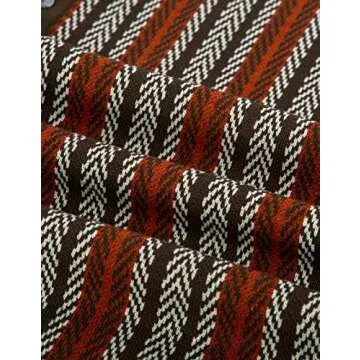 Men's Knit Polo Shirts 50s Retro Striped Shirt Italian Button Down Polos Casual Breathable Vintage Sweater Coffee