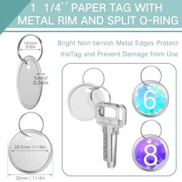 Hotop White Metal Rim Key Tags - 25 Pack for Easy Organization