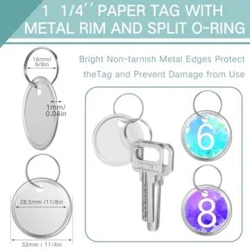 Hotop White Metal Rim Key Tags - 25 Pack for Easy Organization