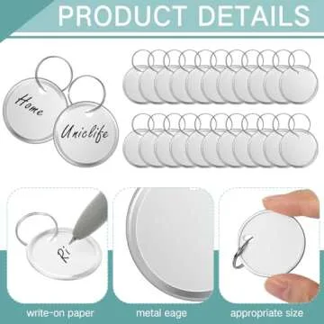 Hotop White Metal Rim Key Tags - 25 Pack for Easy Organization