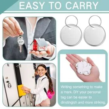Hotop White Metal Rim Key Tags - 25 Pack for Easy Organization