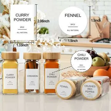 24 Pack Glass Spice Jars with Airtight Lids & Labels