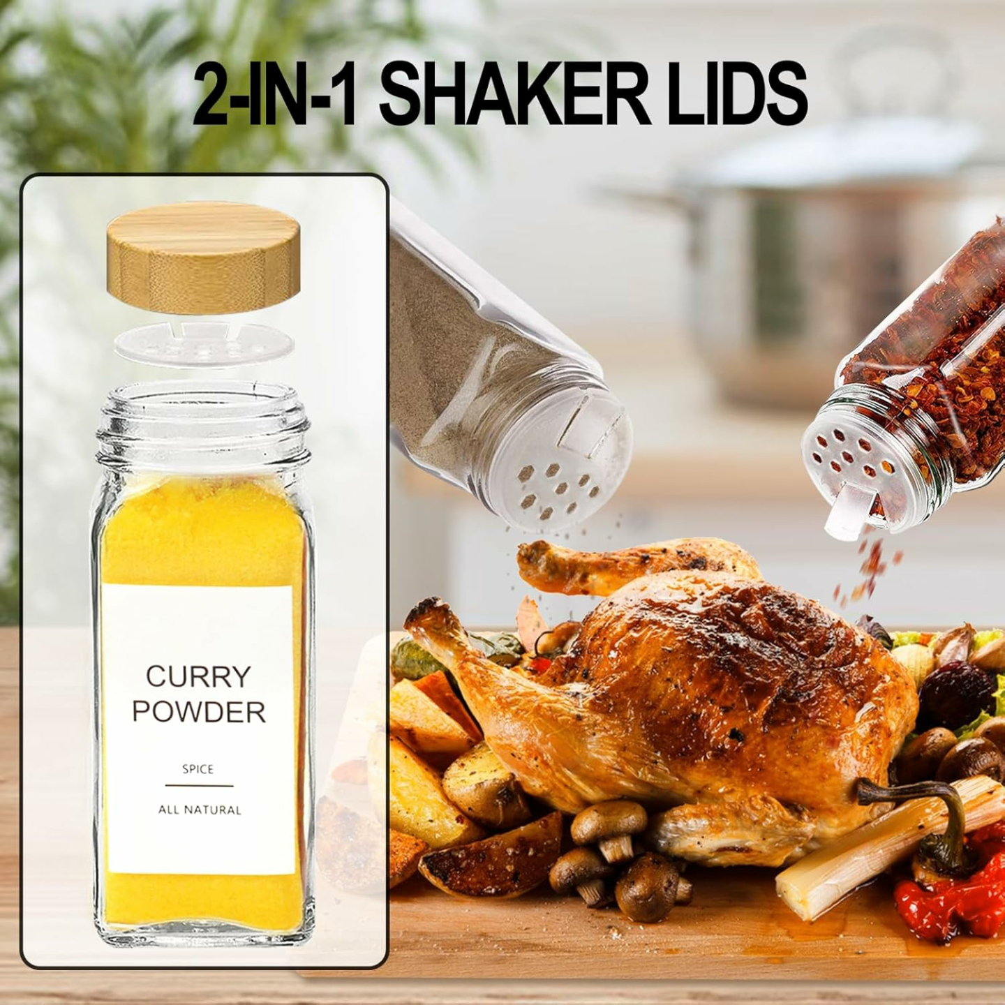 24 Pack Glass Spice Jars with Airtight Lids & Labels