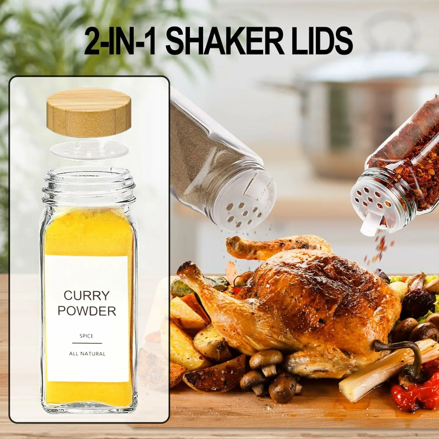 24 Pack Glass Spice Jars with Airtight Lids & Labels