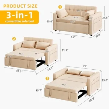 DWVO Convertible Sofa Bed - Adjusts and Sleeps Stylishly