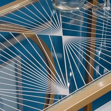 Sauder Lux Bar Cart Satin Gold Finish with Glass Shelves