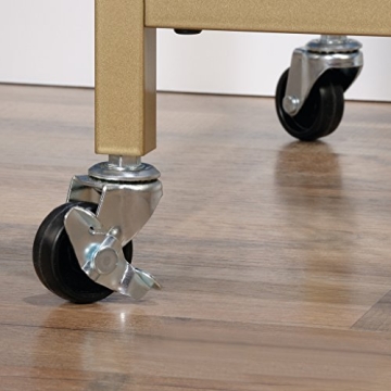 Sauder Lux Bar Cart Satin Gold Finish with Glass Shelves