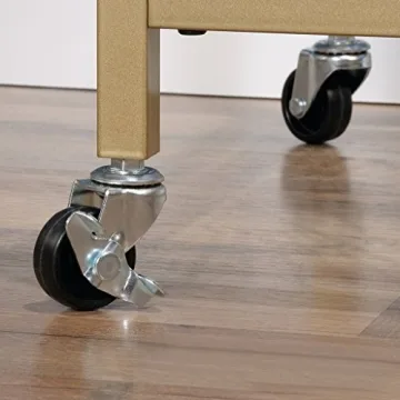 Sauder Lux Bar Cart Satin Gold Finish with Glass Shelves