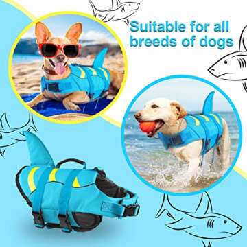 Fragralley Shark Dog Life Jacket, Adjustable Dog Life Vest with Shark Fin, Suit for Small Medium Large Dog Life Vest for Swimming and Boating