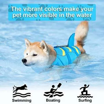 Fragralley Shark Dog Life Jacket, Adjustable Dog Life Vest with Shark Fin, Suit for Small Medium Large Dog Life Vest for Swimming and Boating