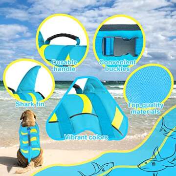 Fragralley Shark Dog Life Jacket, Adjustable Dog Life Vest with Shark Fin, Suit for Small Medium Large Dog Life Vest for Swimming and Boating