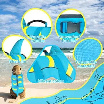 Fragralley Shark Dog Life Jacket, Adjustable Dog Life Vest with Shark Fin, Suit for Small Medium Large Dog Life Vest for Swimming and Boating