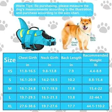 Fragralley Shark Dog Life Jacket, Adjustable Dog Life Vest with Shark Fin, Suit for Small Medium Large Dog Life Vest for Swimming and Boating
