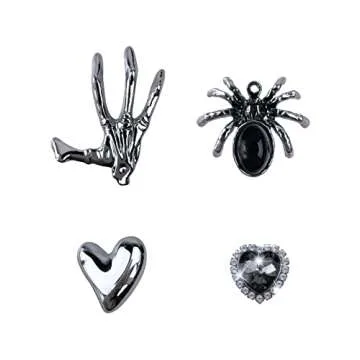 LINGWUERBA Bling Charms For Shoe With Chains,Spikes, Cool Gothic Emo Y2k pack,Party Goth Accessories for Rapper Biker Men Women (spike chains set)…