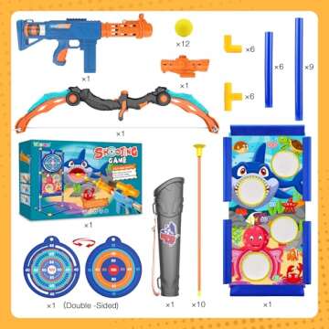 KKONES Kids 2-in-1 Shooting Game Toy Set with LED Lights
