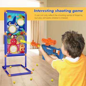 KKONES Kids 2-in-1 Shooting Game Toy Set with LED Lights