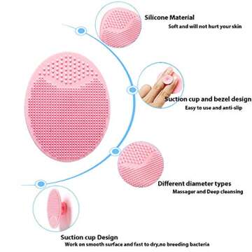 HieerBus Soft Silicone Face Scrubber,Facial Cleansing Brush,Facial Exfoliation Scrub for Massage Pore Cleansing Blackhead Removing Deep Scrubbing for All Kinds of Skins (2ed-Pink + Purple)