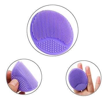 HieerBus Soft Silicone Face Scrubber,Facial Cleansing Brush,Facial Exfoliation Scrub for Massage Pore Cleansing Blackhead Removing Deep Scrubbing for All Kinds of Skins (2ed-Pink + Purple)