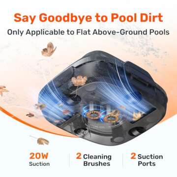 Gosvor Cordless Robotic Pool Cleaner, Lasts 90 Min, Automatic Vacuum for Above-Ground Pools up to 86...